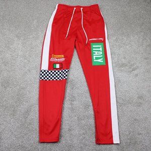 Eternity BC/AD Italy Pants Mens Large Red Zip Ankle Patched Track w/ 30" inseam